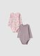 2-pack pink and purple organic cotton crew-neck bodysuits_0