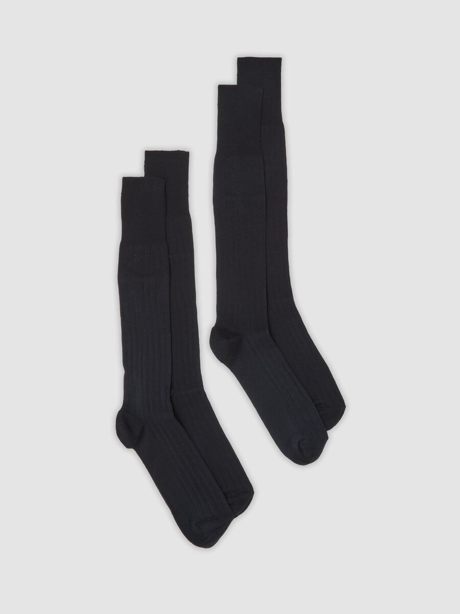 2-pack of blue long socks in stretch cotton_0