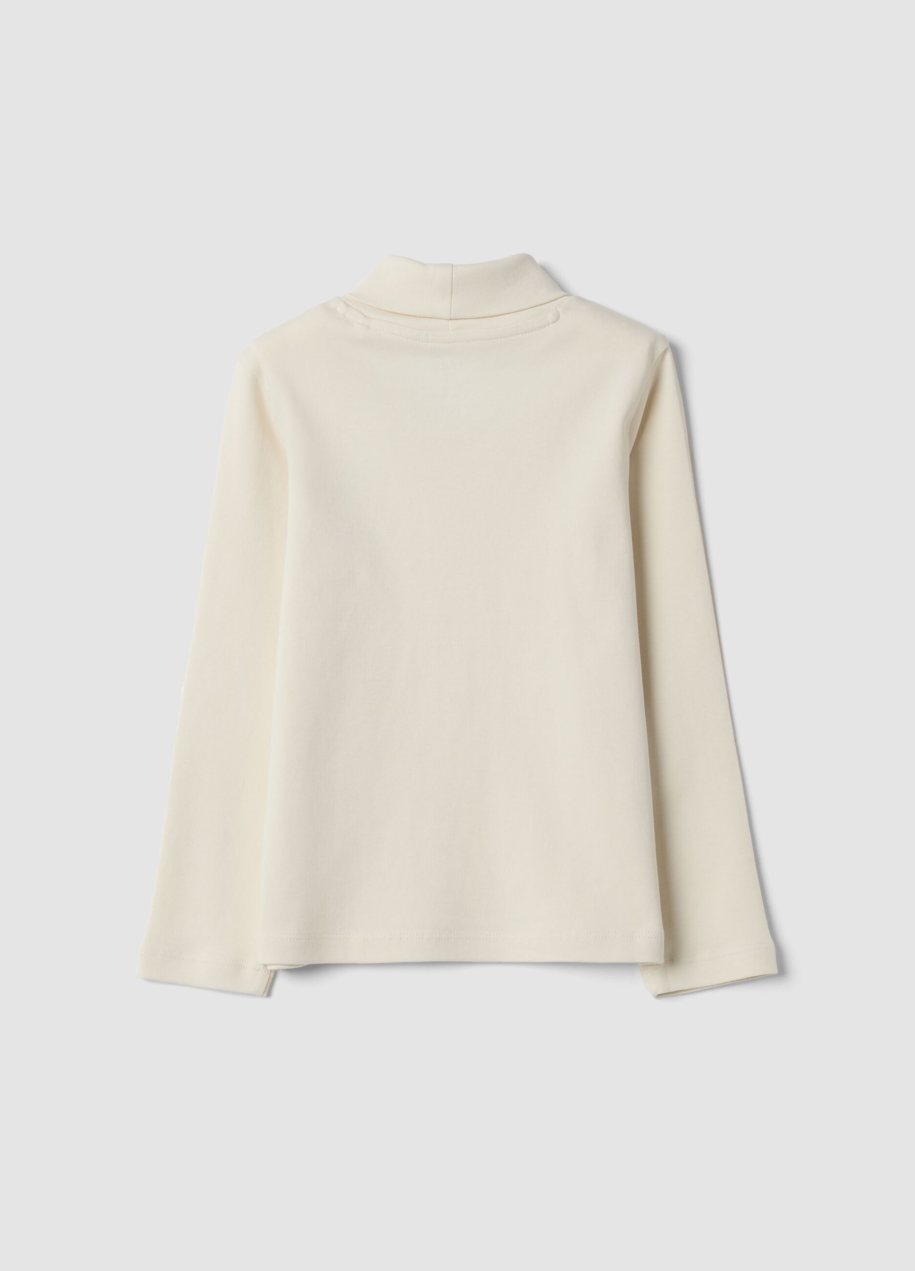 Grey organic cotton roll-neck T-shirt