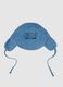 Sky blue pure cotton baby hat with inscription and ties_0