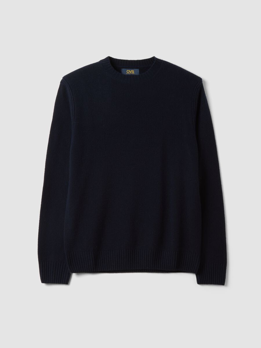 Navy blue crew-neck wool-blend jumper, regular fit_0