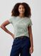 Sage green pure cotton T-shirt with floral GAP logo_0
