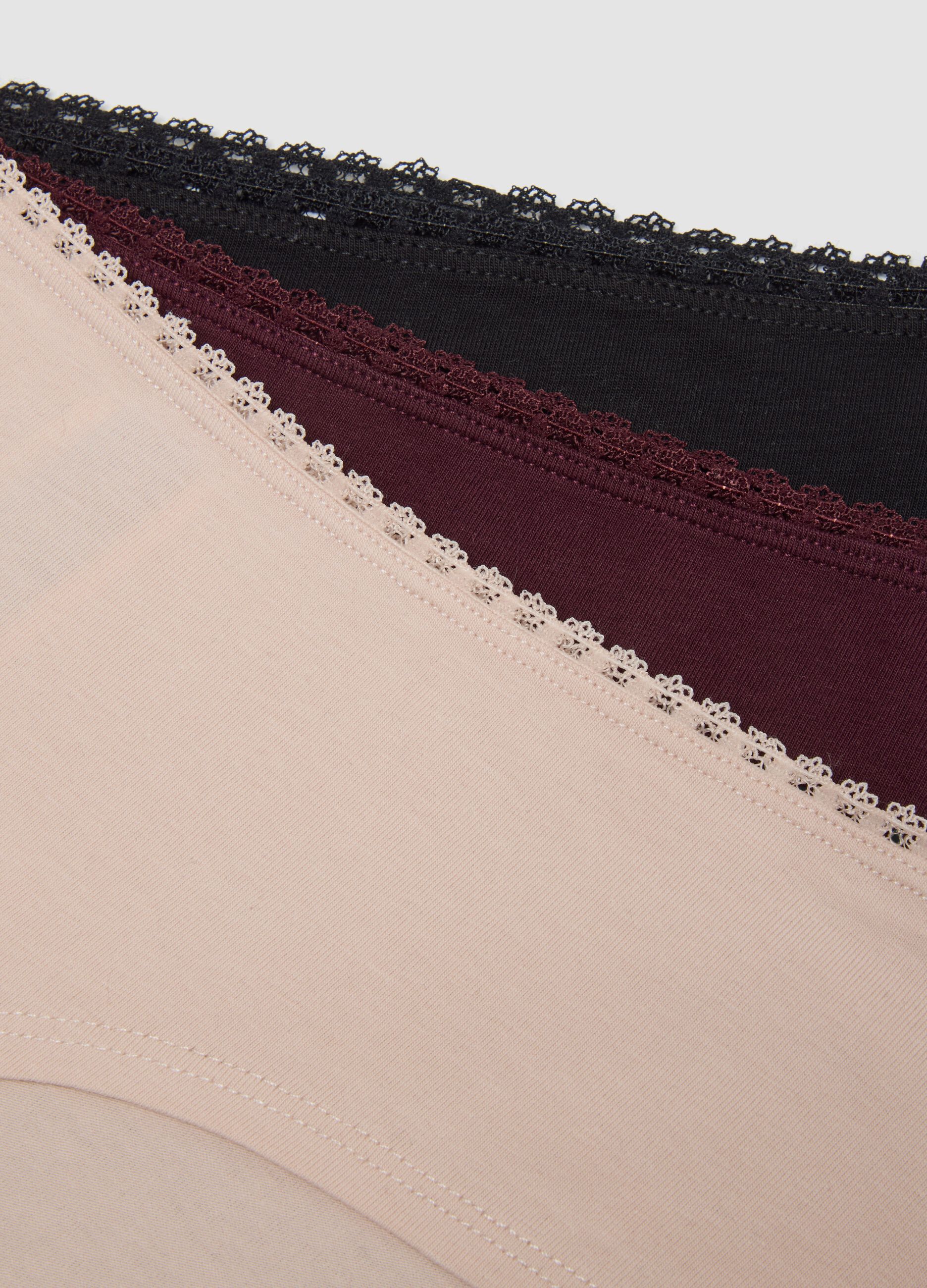 Tripack di slip hipster multicolor in cotone organico elasticizzato