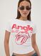 White stretch cotton T-shirt with Rolling Stones print_0