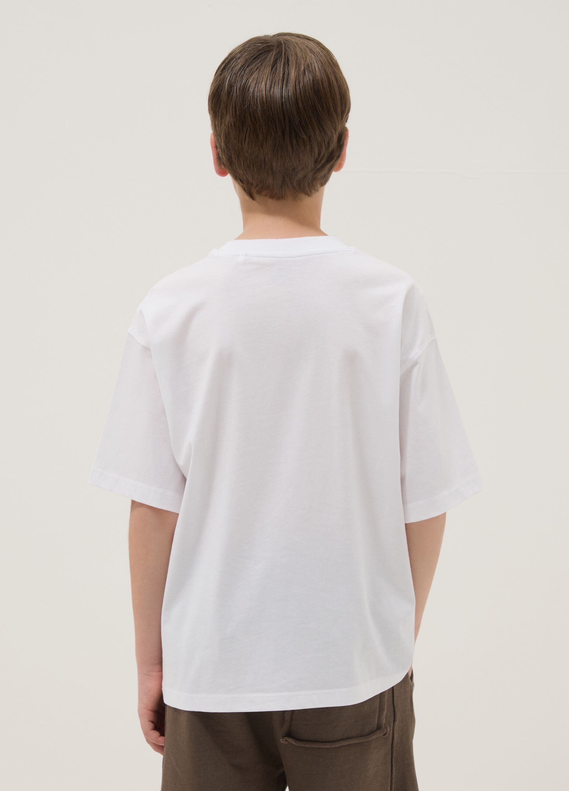White pure cotton T-shirt with print
