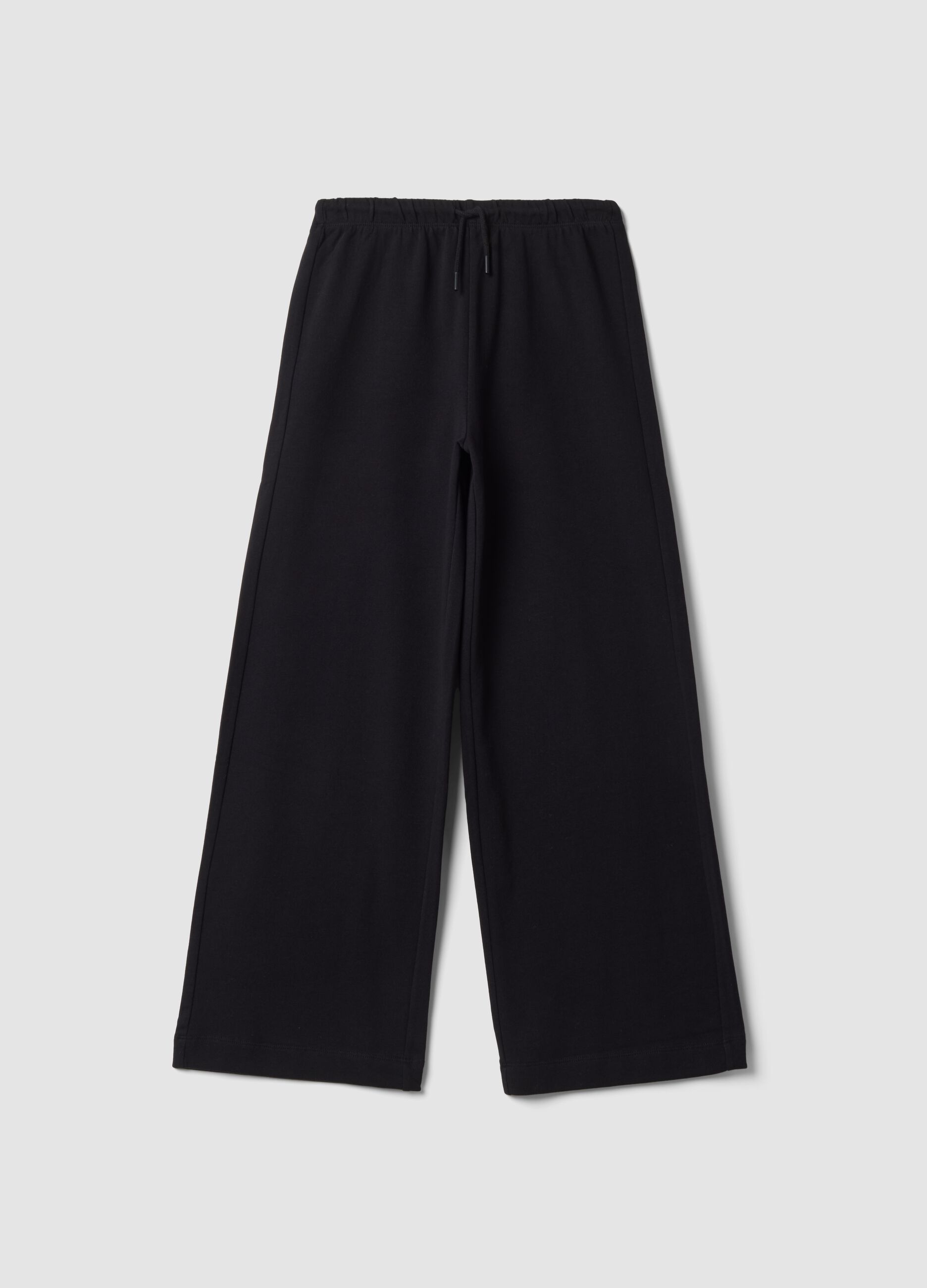 Black cotton culotte trousers