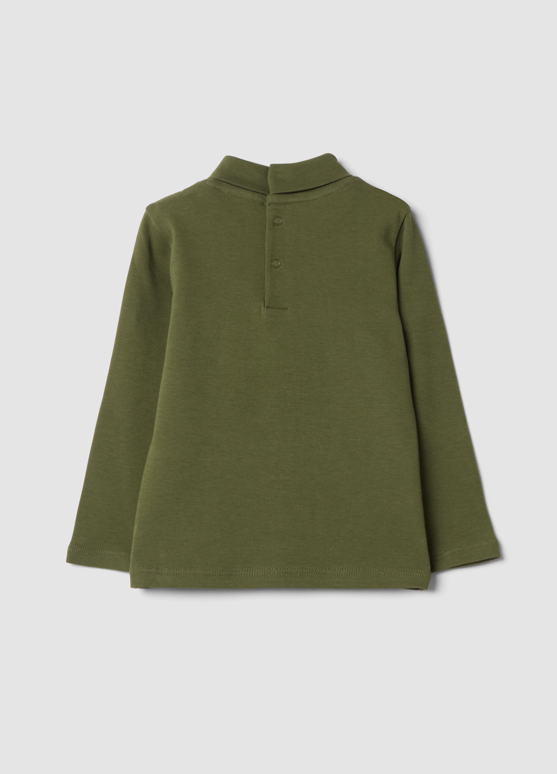 Maglia verde muschio dolcevita in puro cotone organico