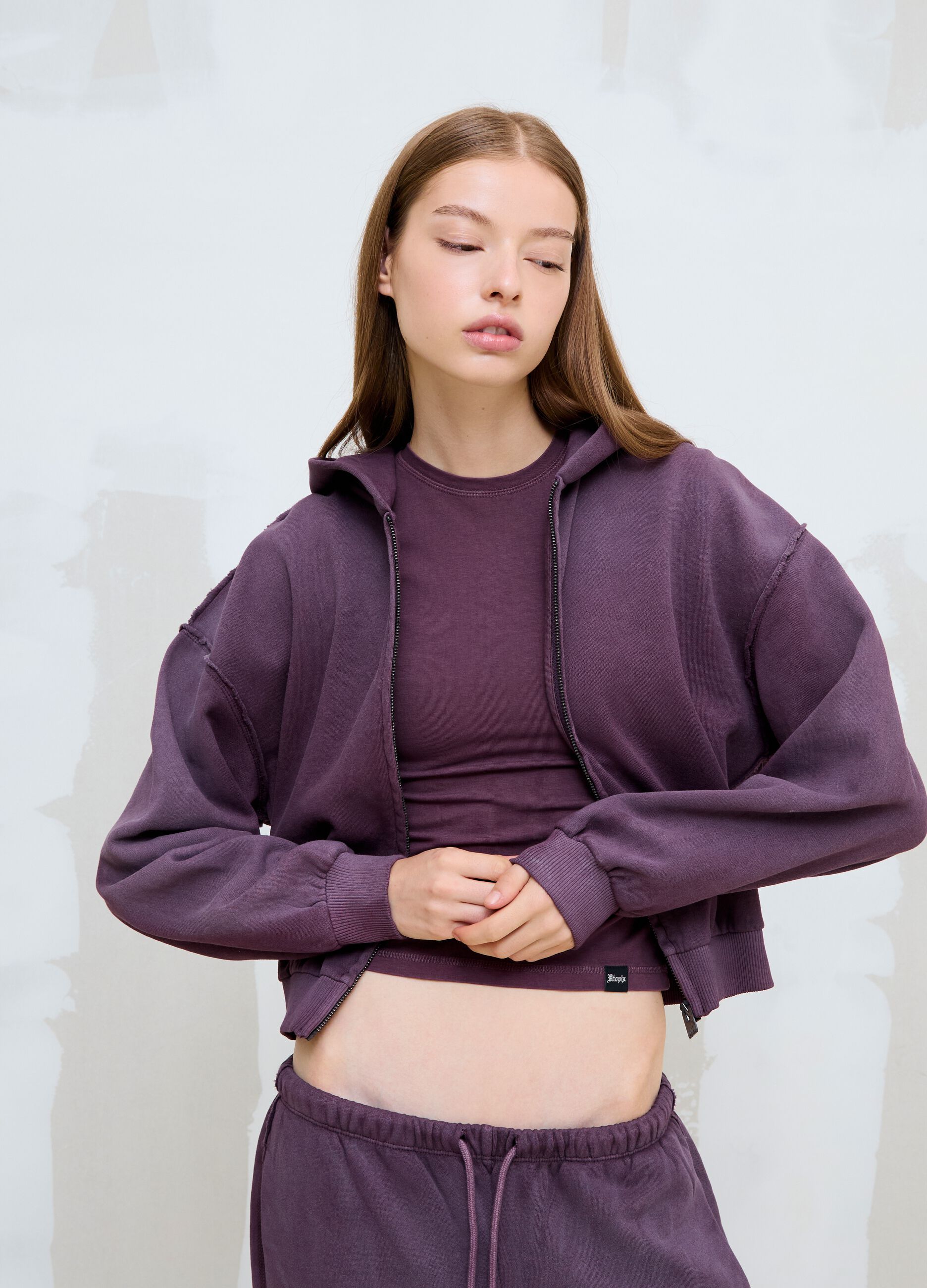 Sunfaded Full-Zip Hoodie Burgundy