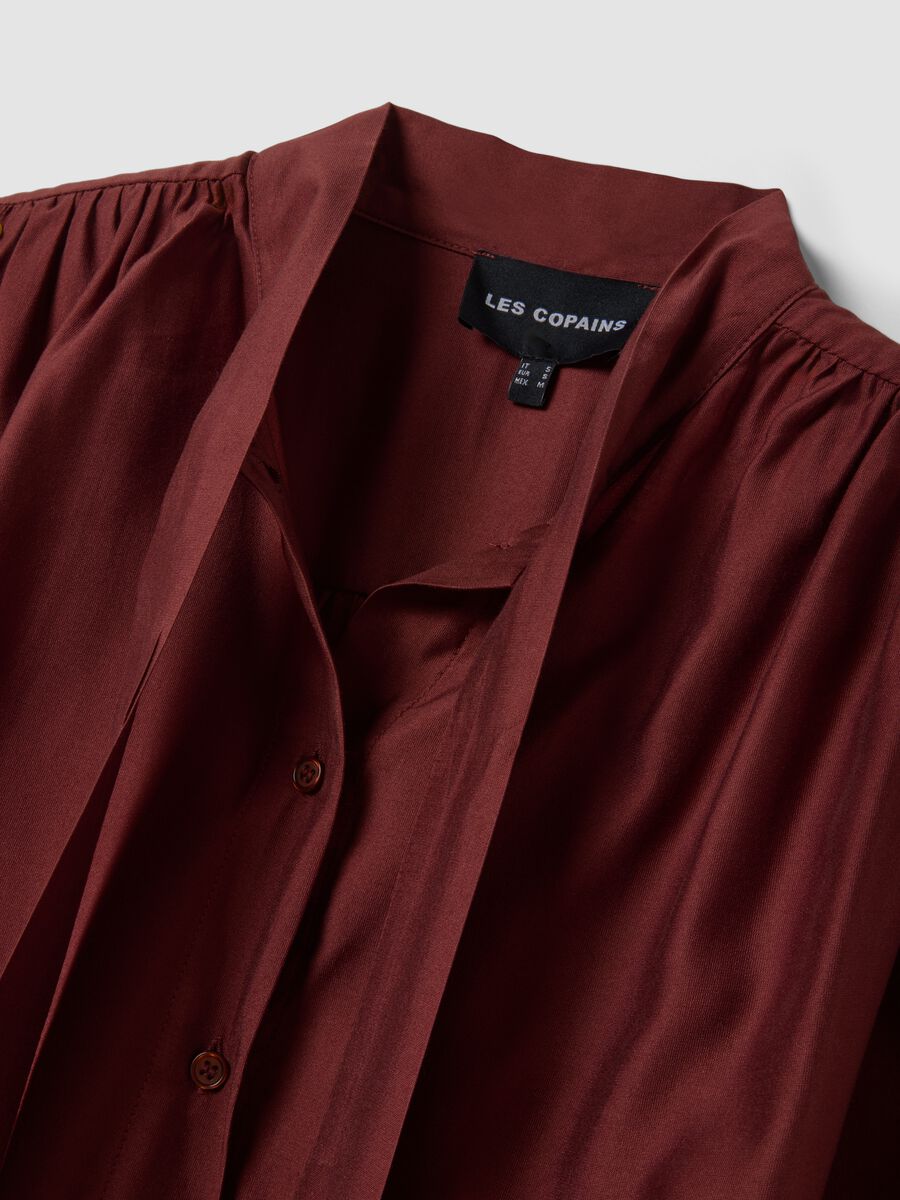 Red viscose-blend shirt with neck tie_5