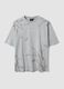 Grey pure cotton T-shirt with foliage print_0
