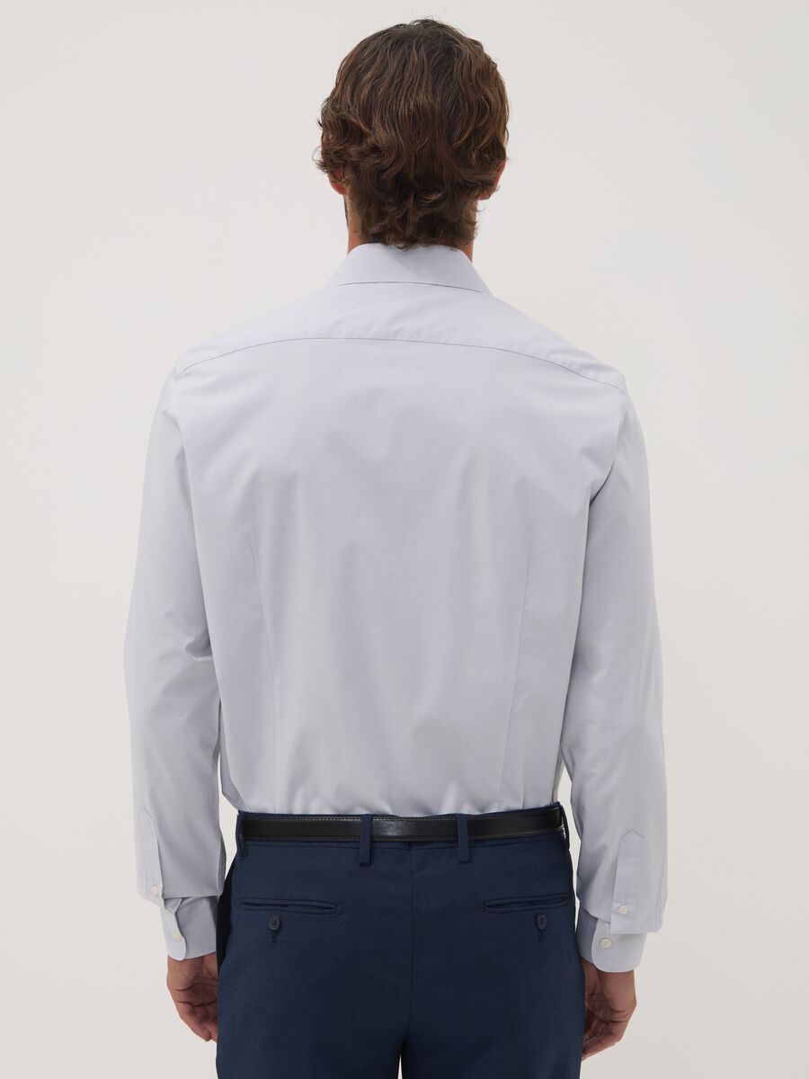 Camicia grigia in misto lyocell slim fit Easy Iron con colletto francese_3