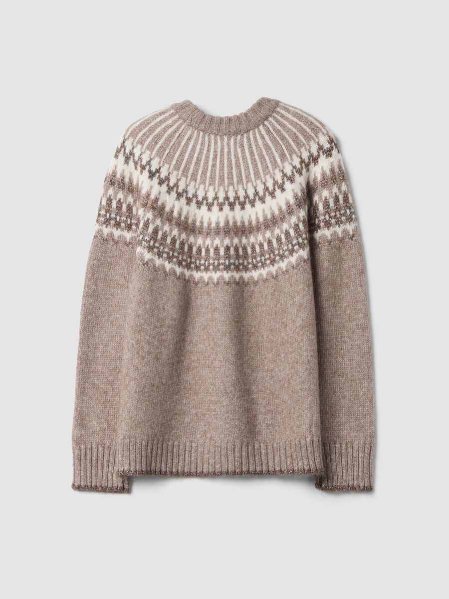 Beige jacquard crew-neck oversized jumper_2