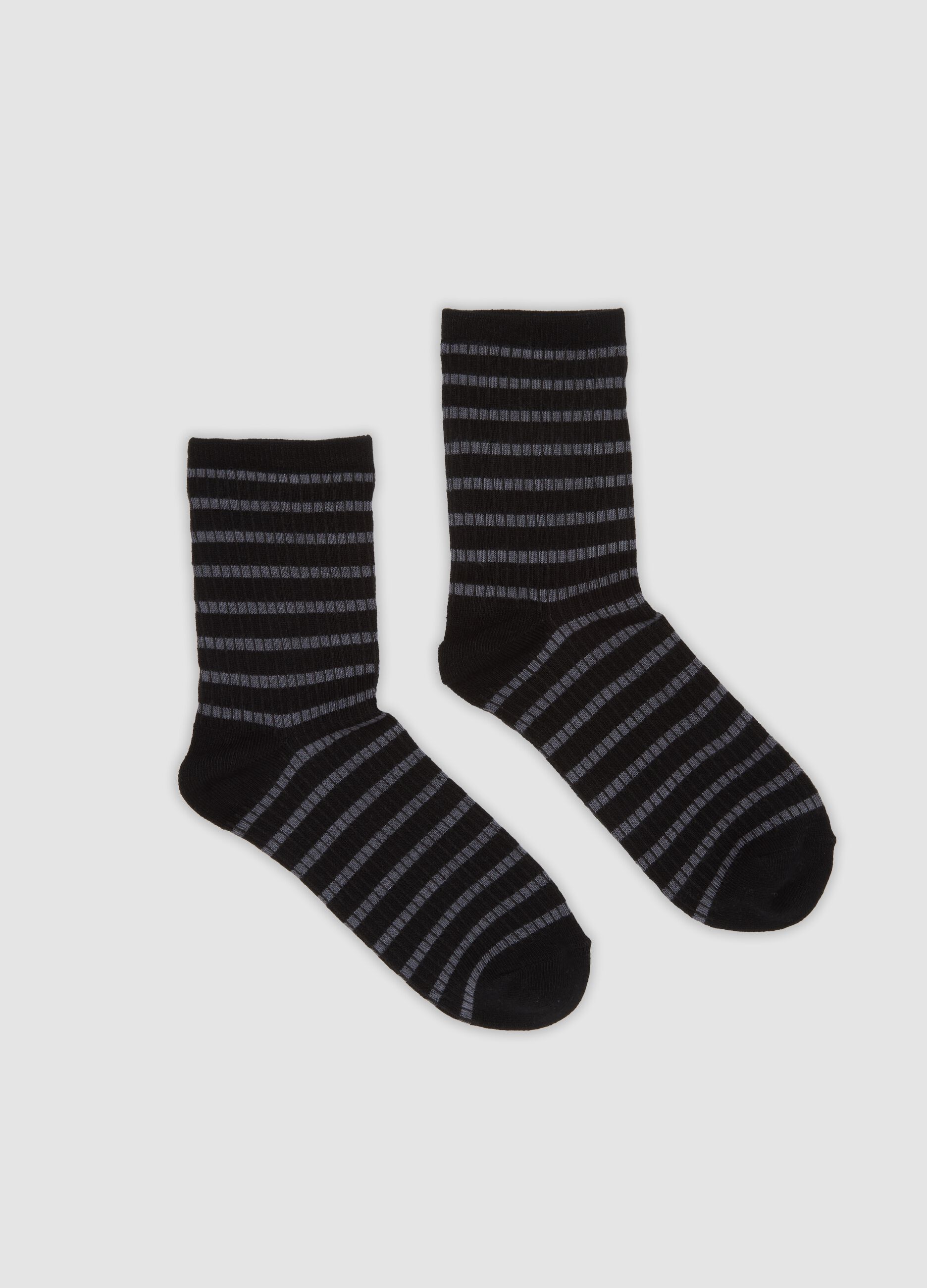Black striped stretch-fabric socks