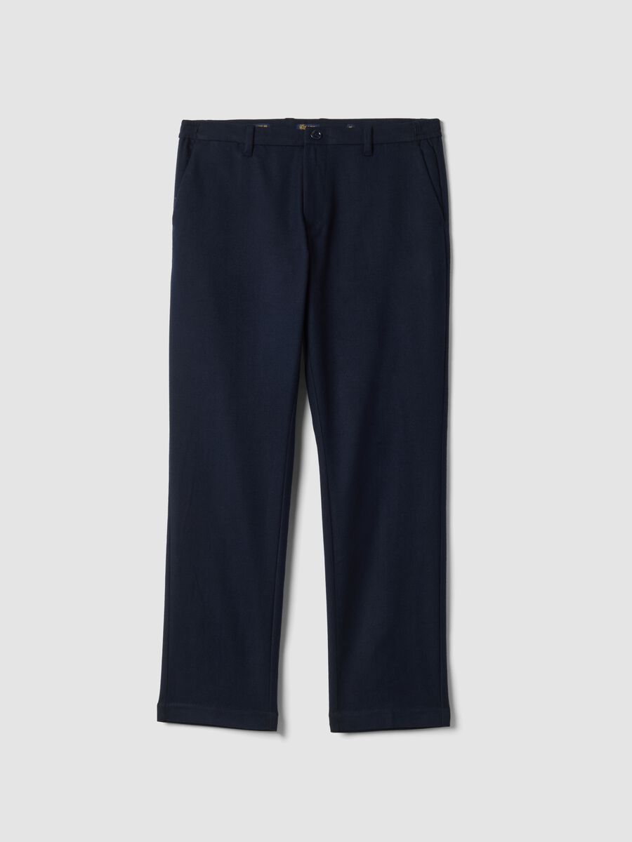 Navy stretch viscose-blend chino trousers, regular fit_0