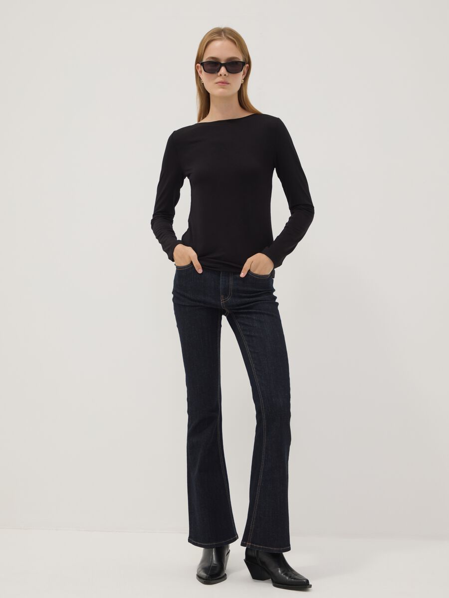 Black stretch viscose slim-fit T-shirt_2