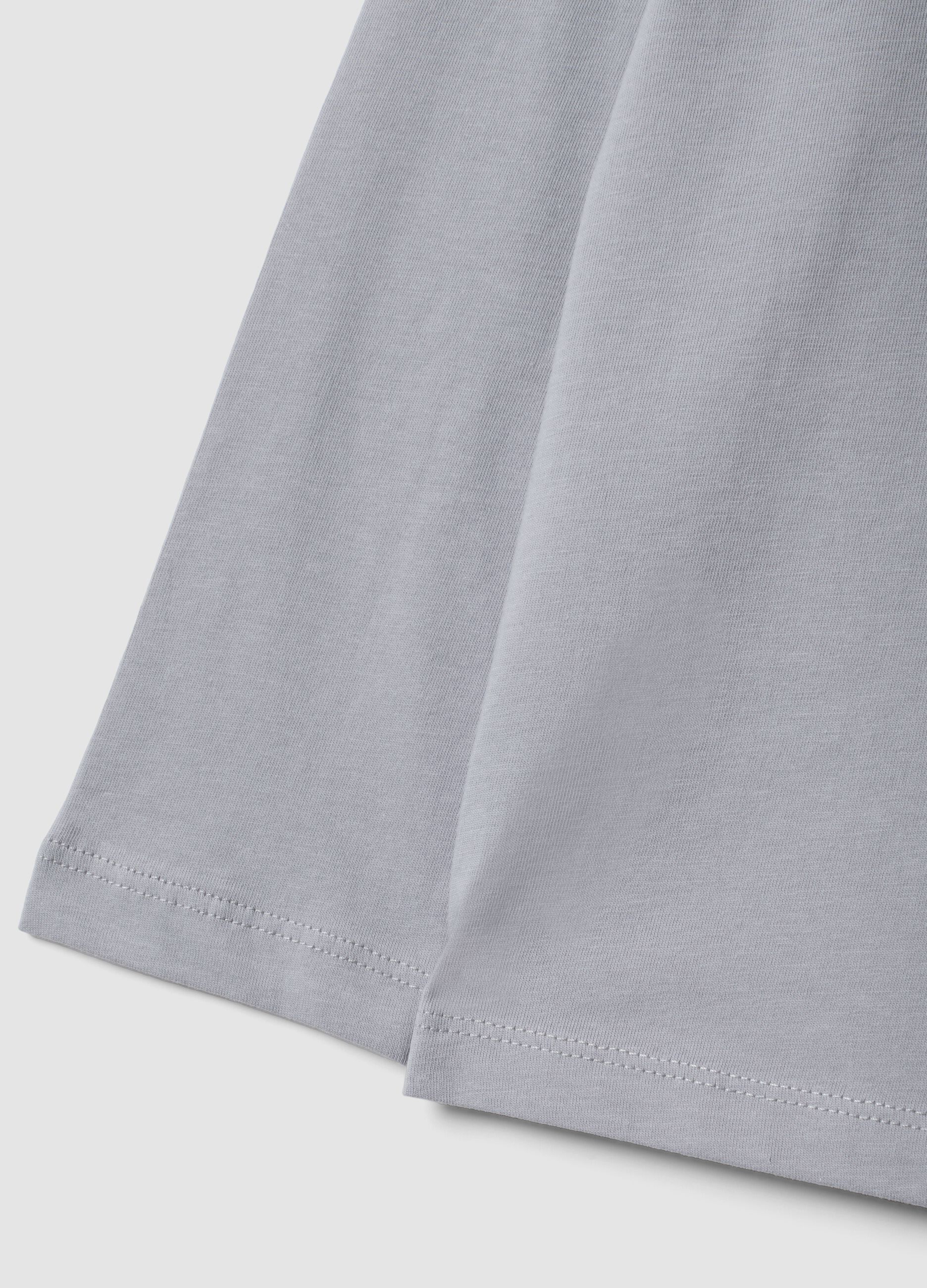 Grey pure cotton crew-neck T-shirt with skater print for boys