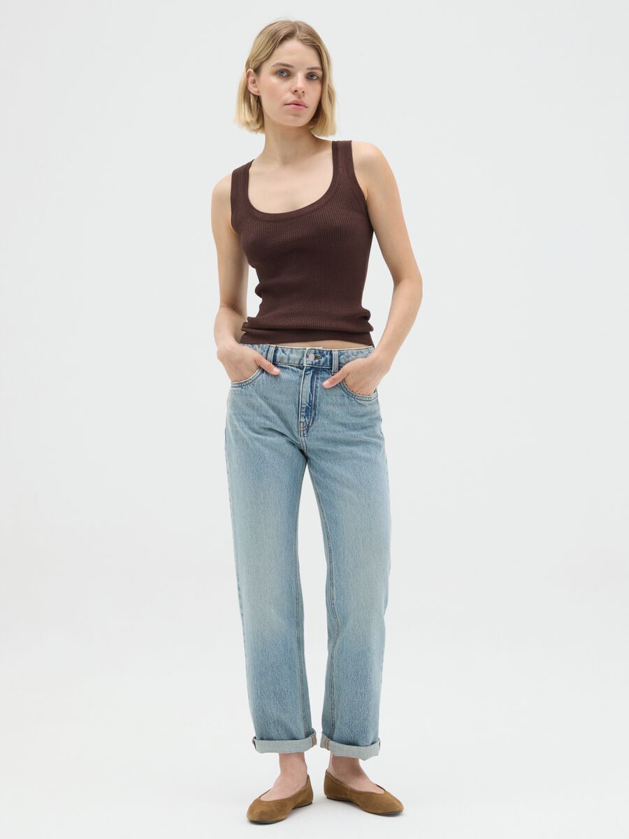 Women's Brown Stretch Fabric Vest_1