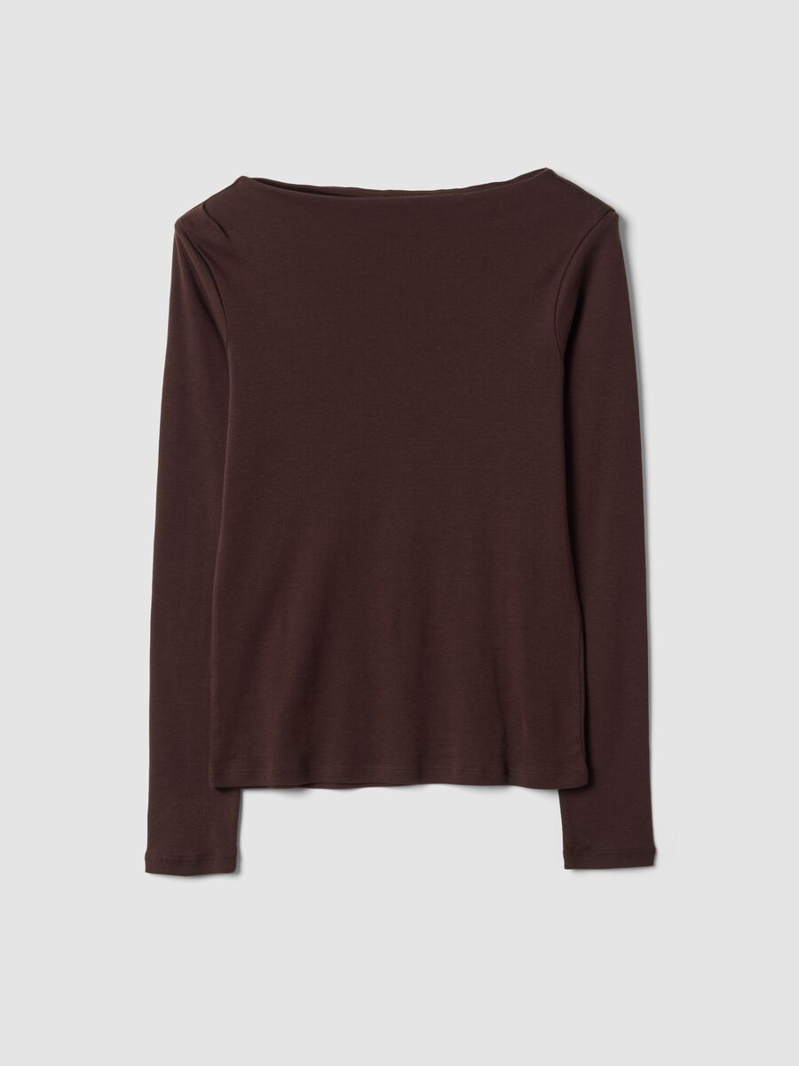Brown pure cotton crew-neck T-shirt_4