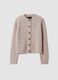 Beige crew-neck cardigan in stretchy wool and alpaca, regular fit_4