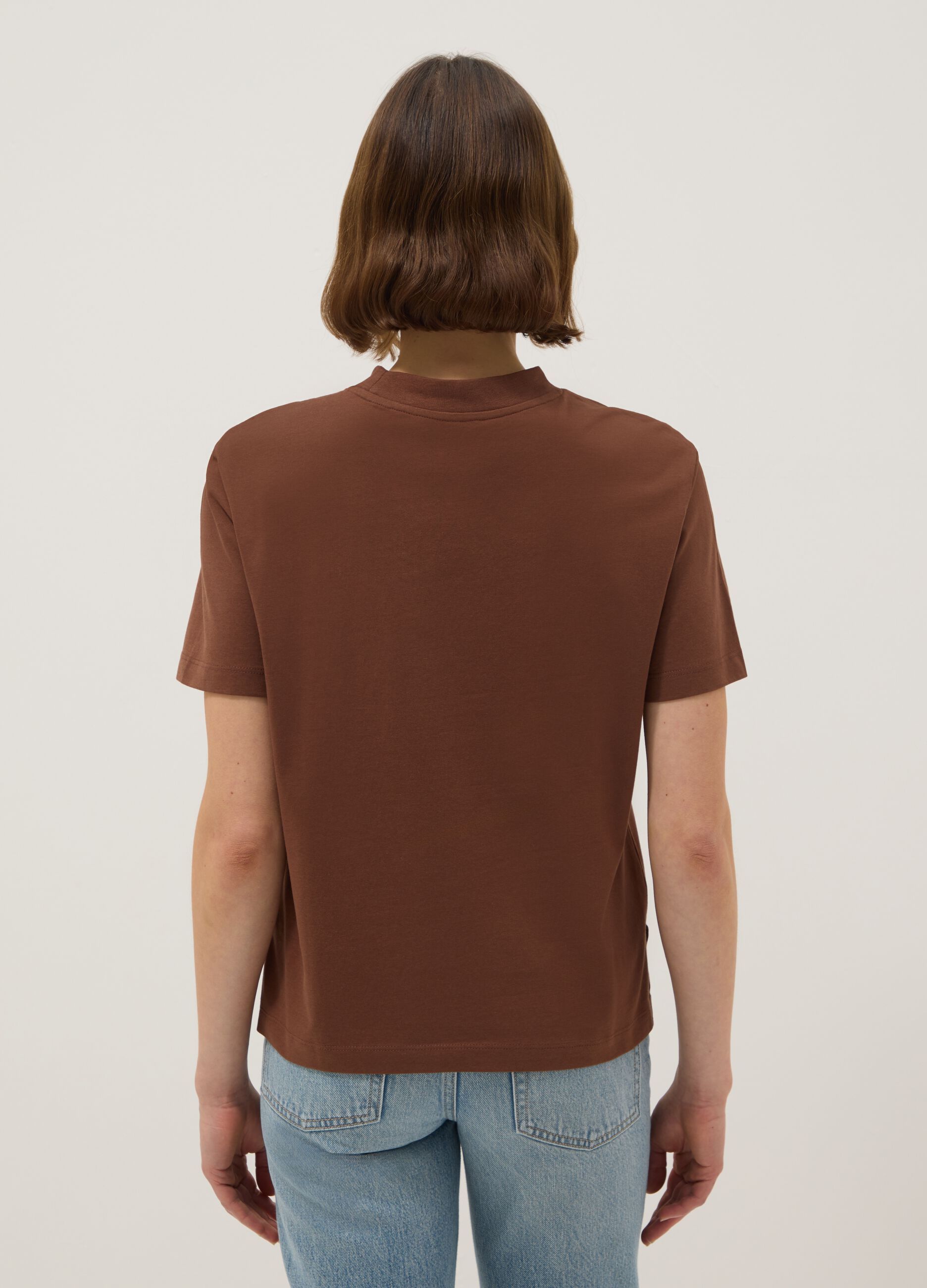 Brown pure cotton t-shirt regular fit