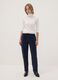 Pantaloni blu in cotone elasticizzato a coste con vita elasticizzata_0
