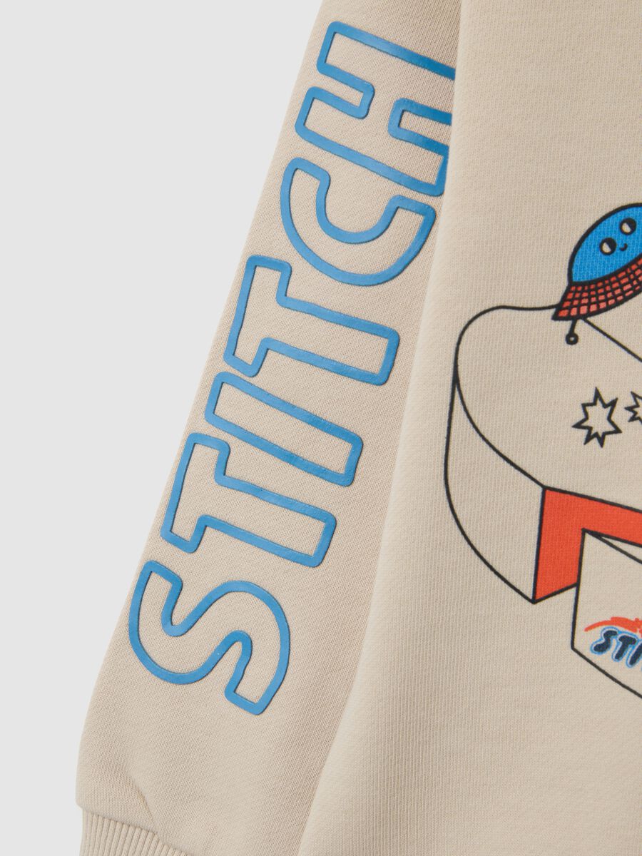 Beige pure cotton children's sweatshirt with Stitch print_2