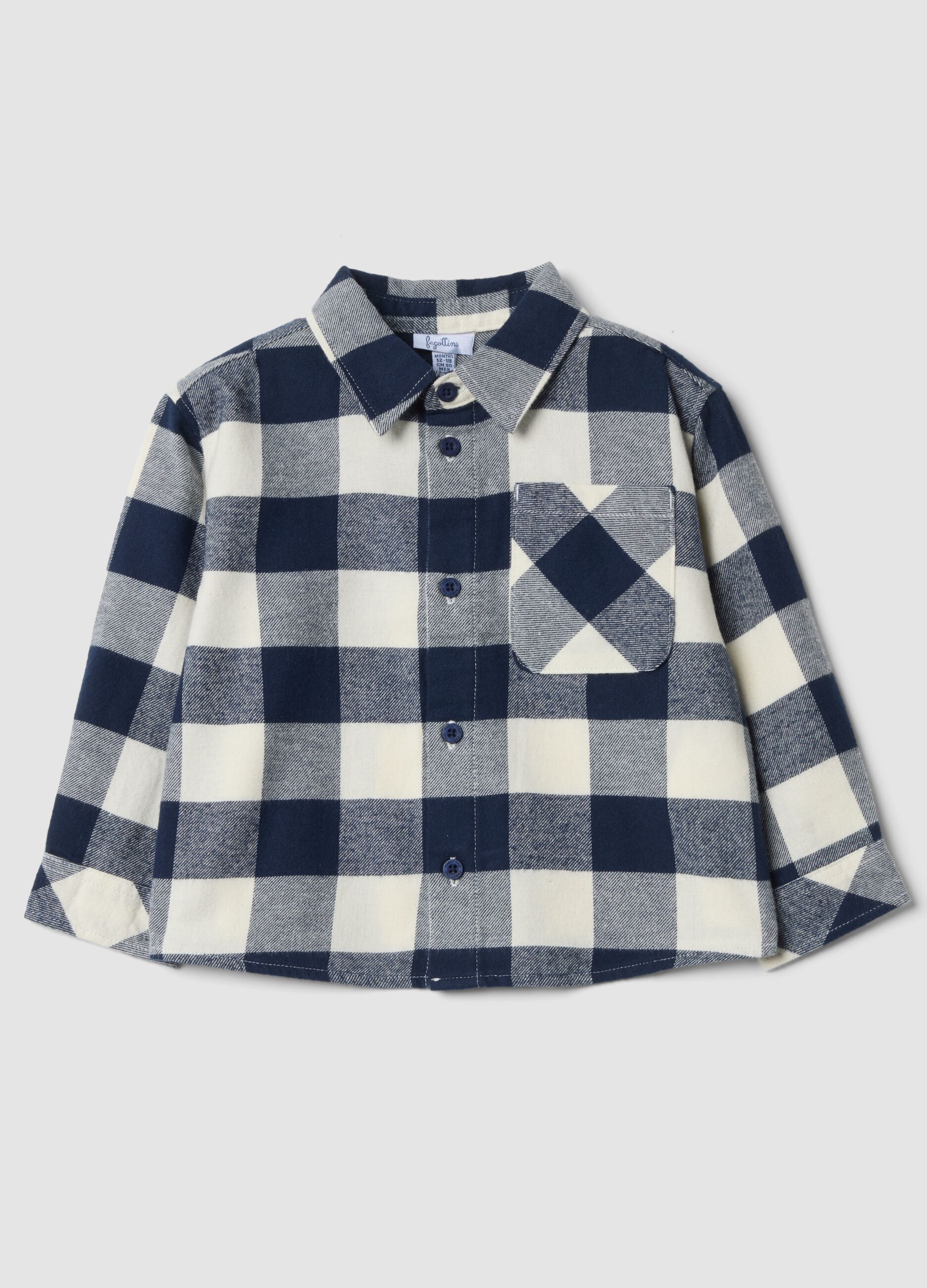 Blue and white checked pure cotton oversized shirt