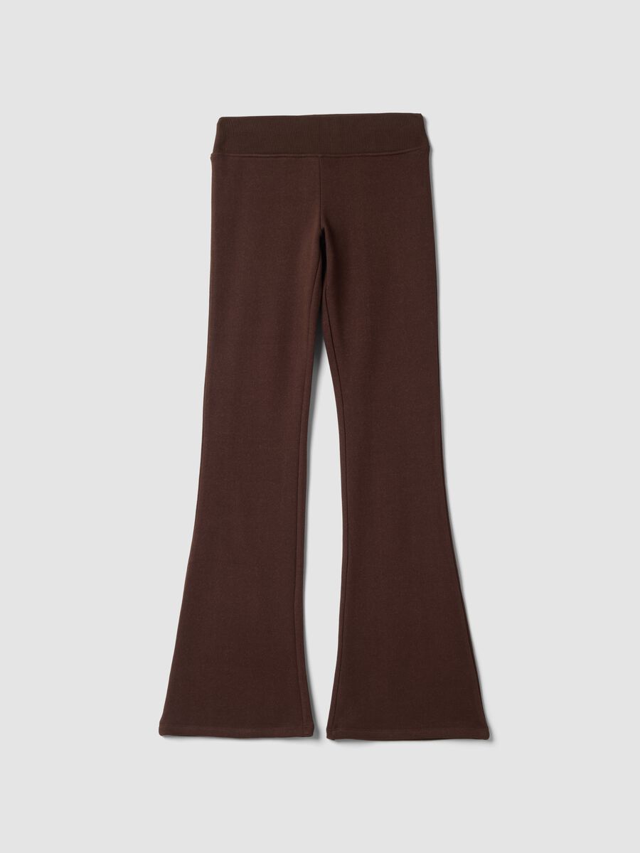 Brown flared stretch-cotton trousers_0