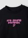 Black pure cotton T-shirt with ribbed crew neck and boxy fit print_1