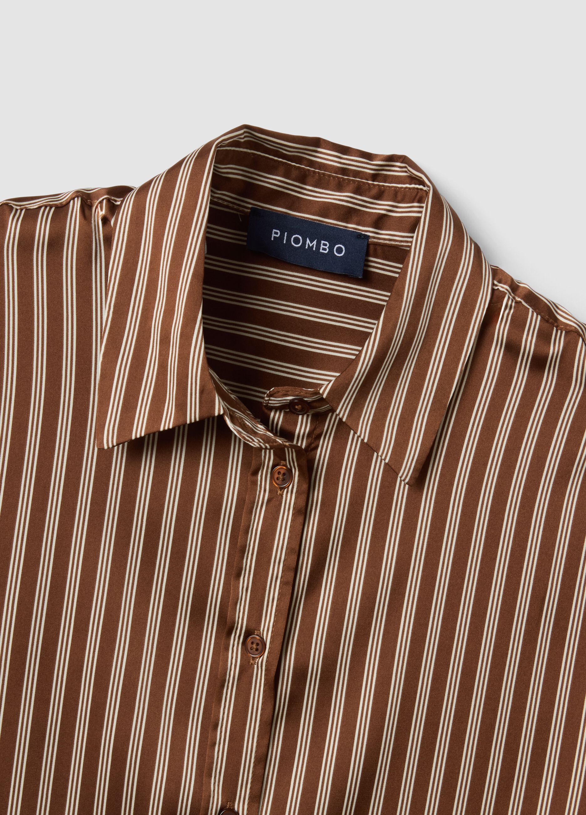 Brown striped stretch-fabric shirt, regular fit