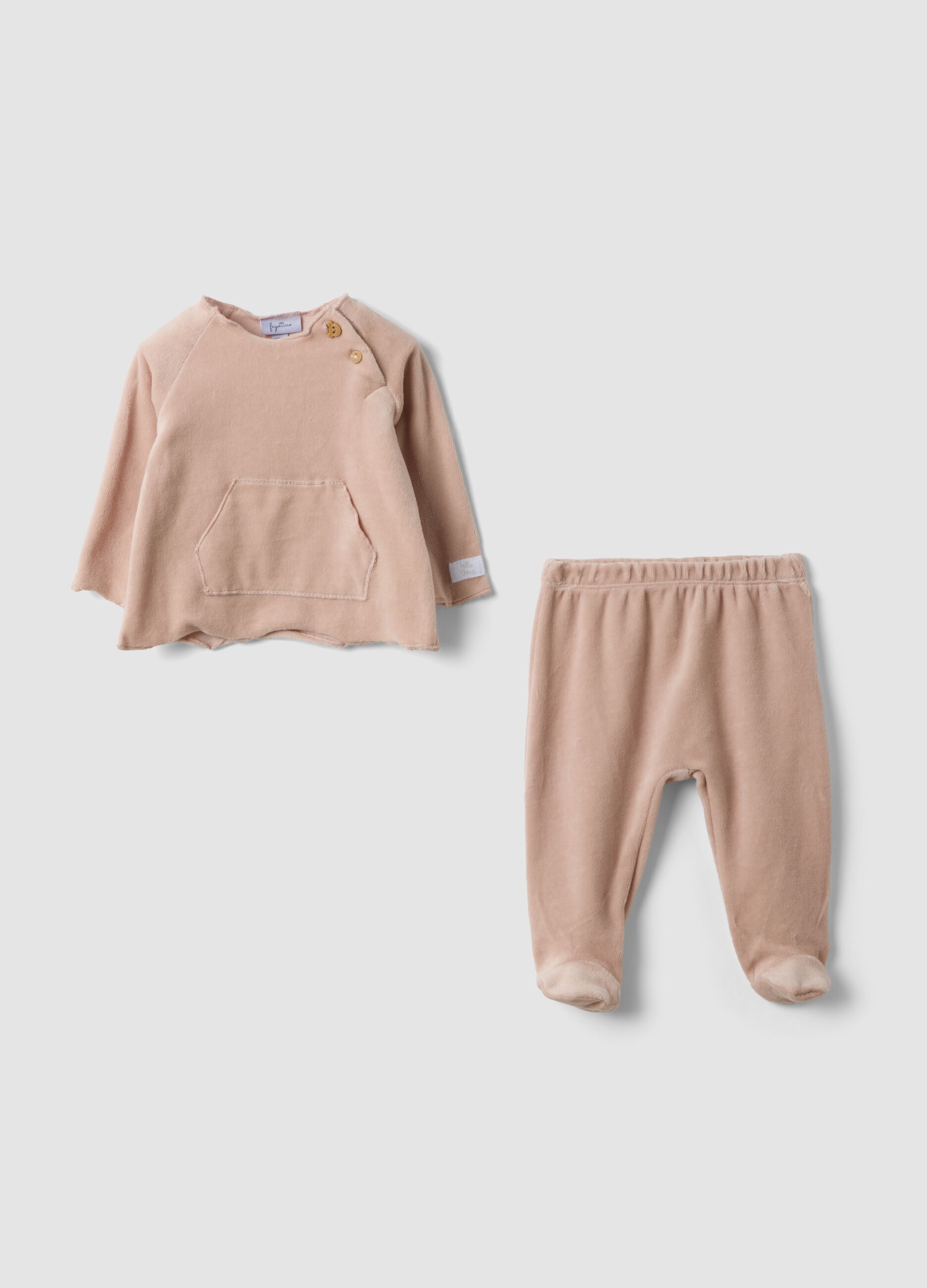 Completo rosa in misto cotone a maniche lunghe