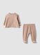Completo rosa in misto cotone a maniche lunghe_0