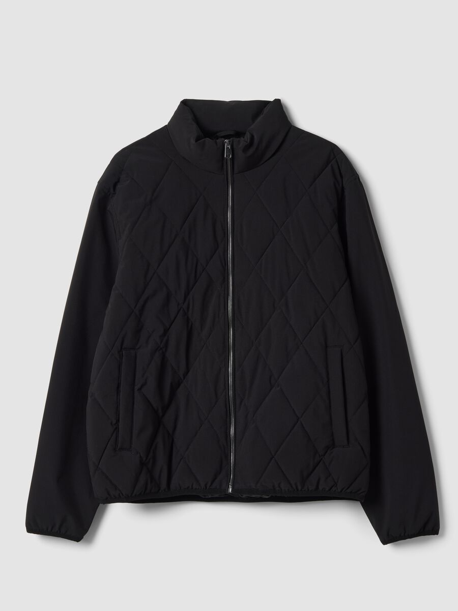Black stretch-fabric zip jacket_0