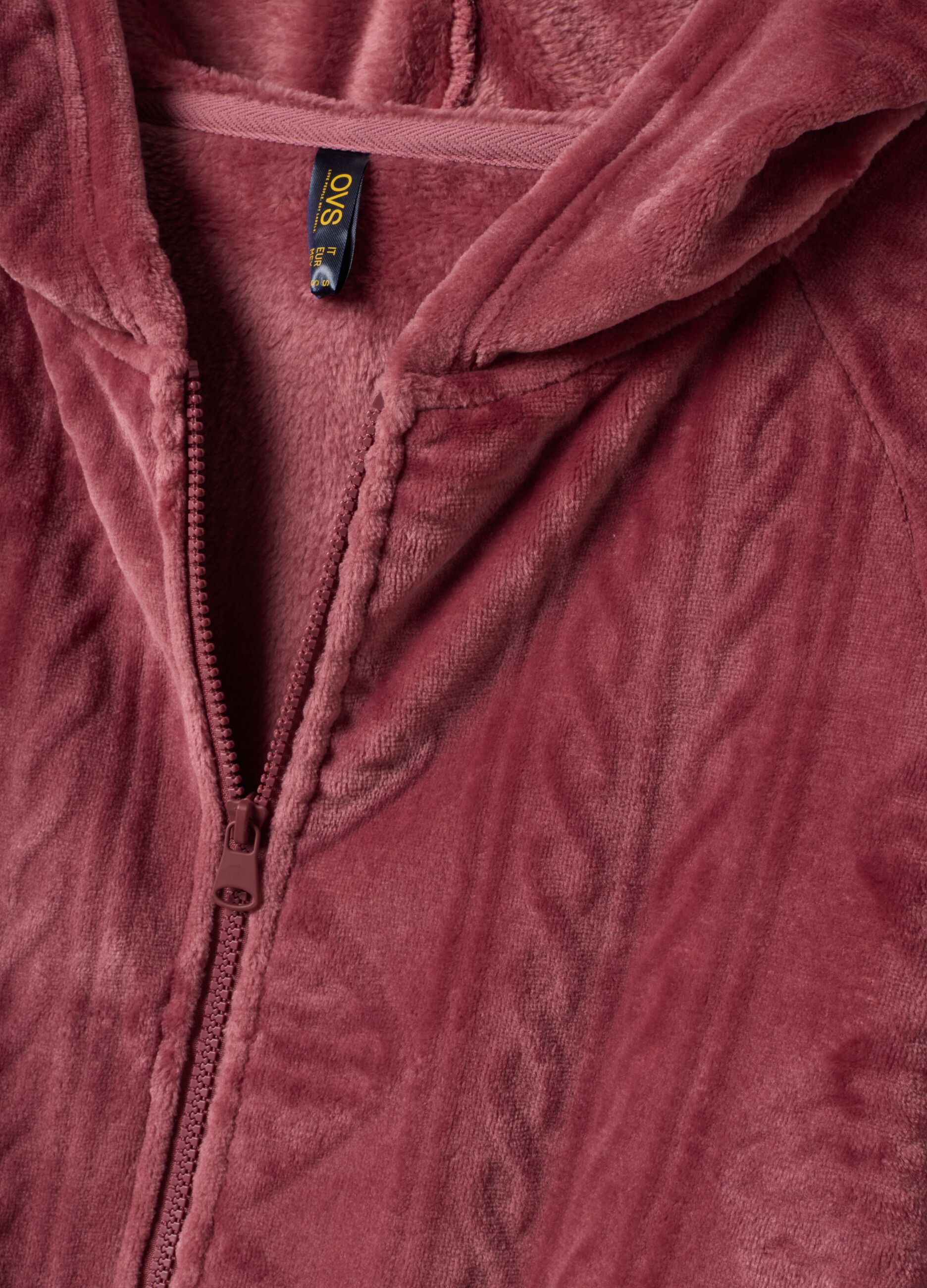 Pink zip-up hooded homewear sweatshirt