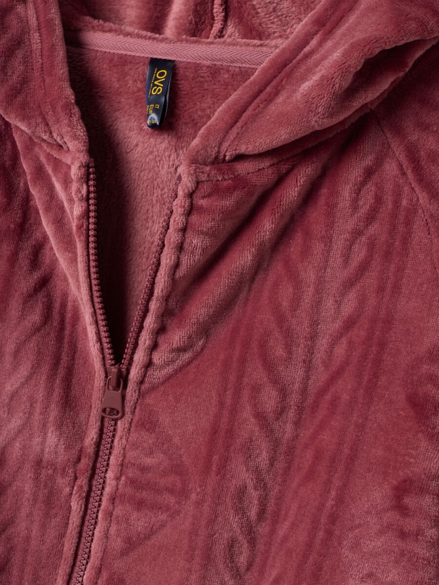 Pink zip-up hooded homewear sweatshirt_5