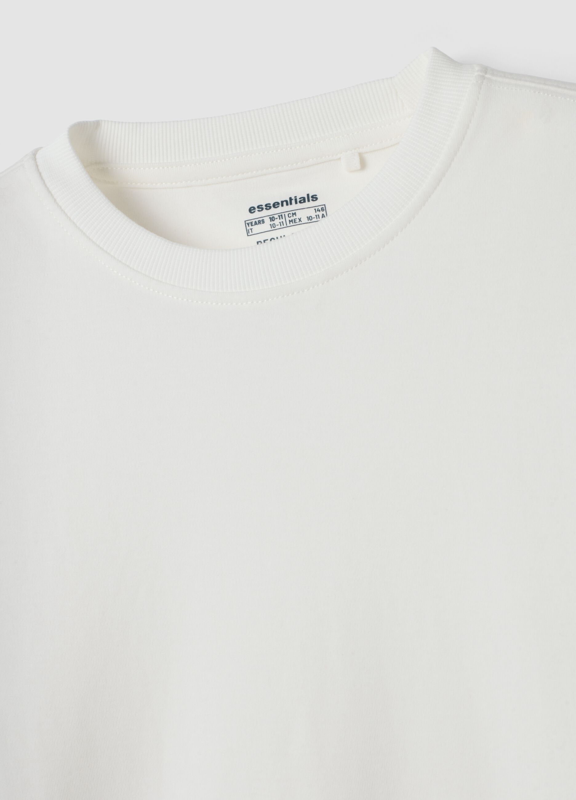 Optic white crew-neck T-shirt in pure organic cotton