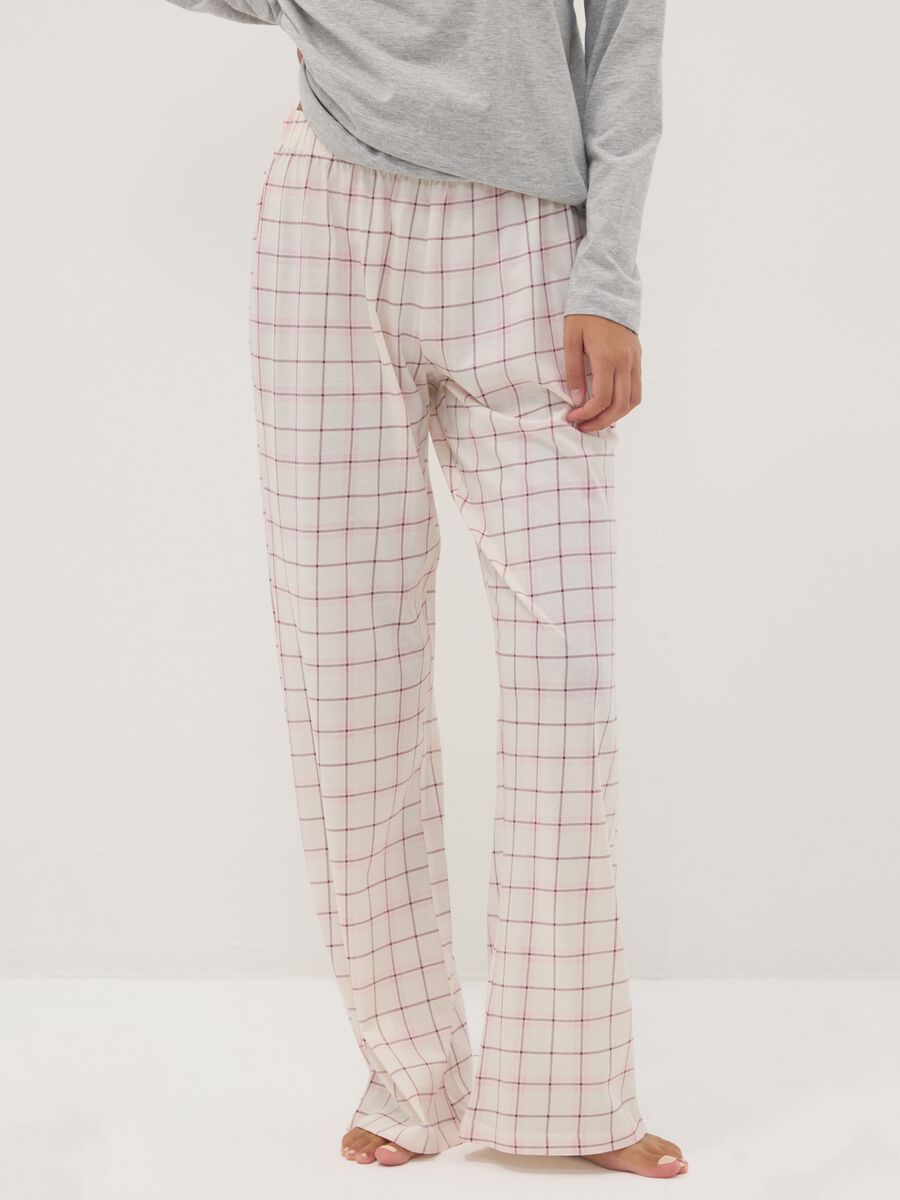 Grey marl organic cotton and viscose blend crew-neck pyjamas_2