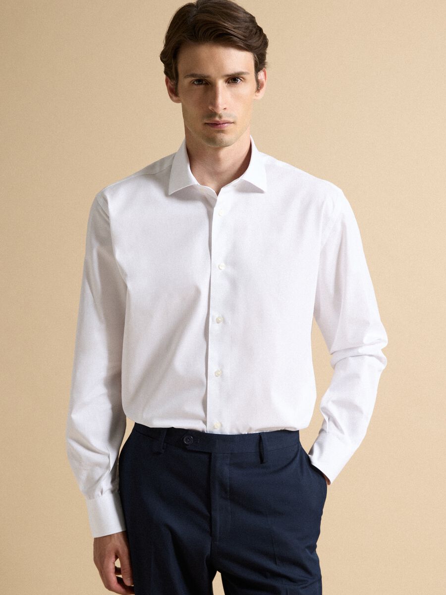 White pure cotton shirt with classic collar_1