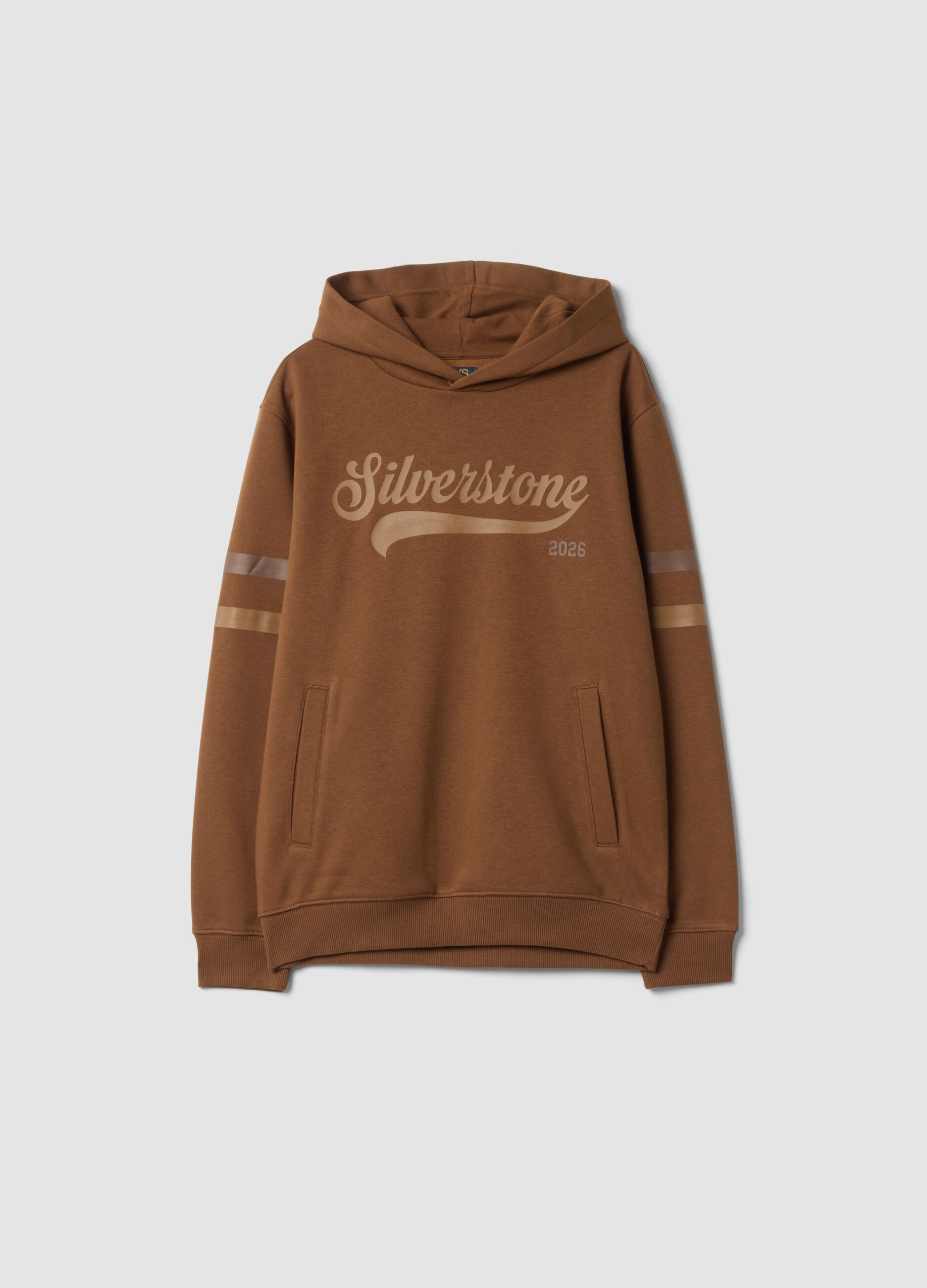 Brown cotton-blend hoodie with a relaxed fit