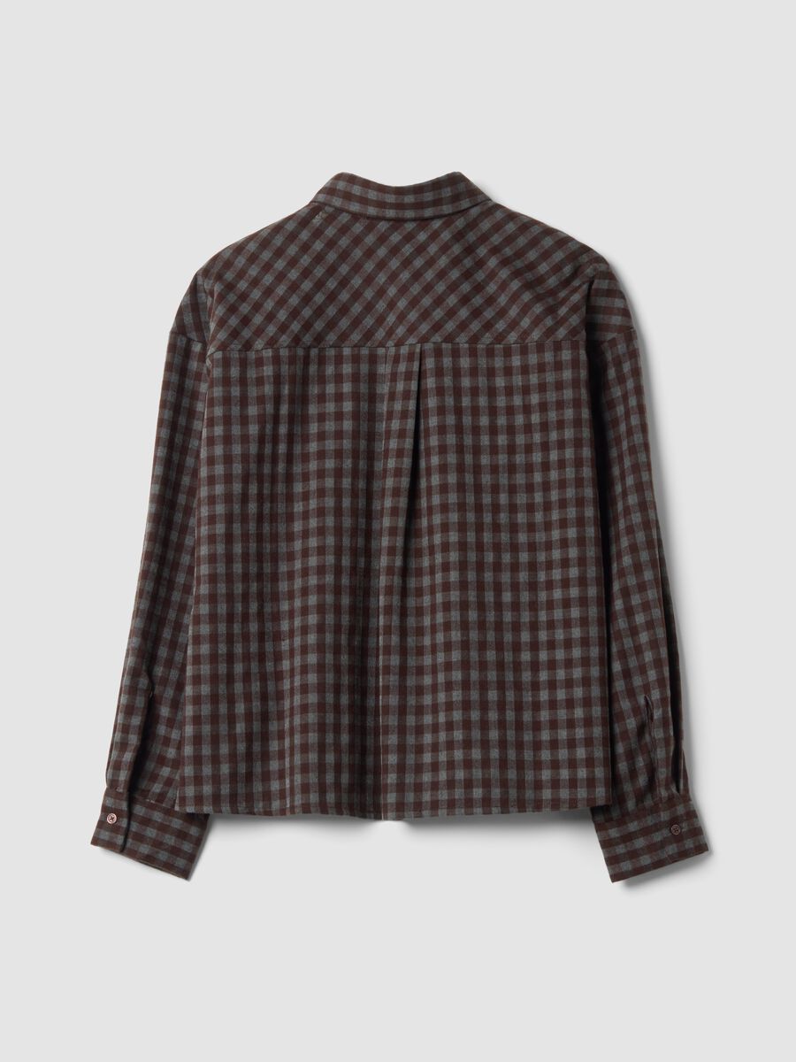 Brown checked regular-fit stretch viscose shirt_2