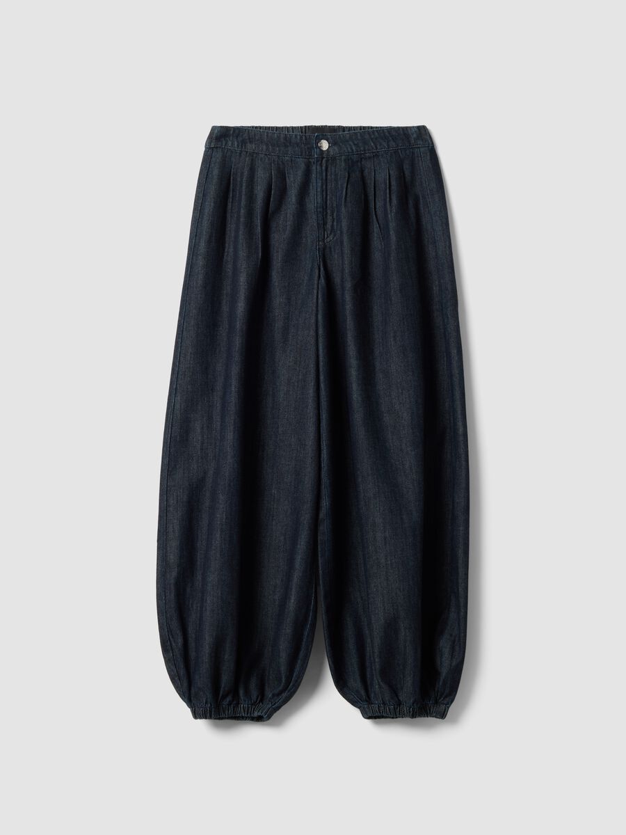 Blue pure cotton balloon-fit denim jeans_4