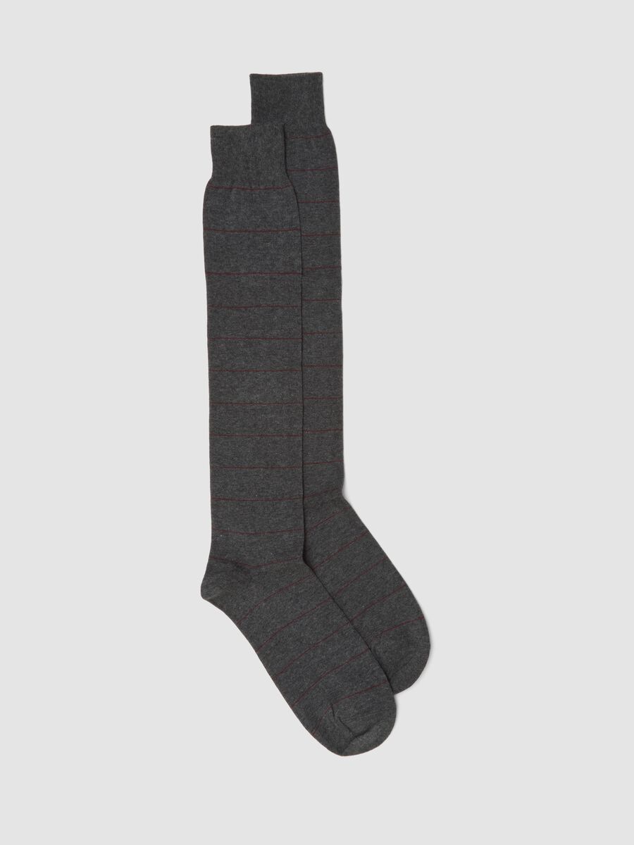 Men&rsquo;s grey marl long socks in stretch cotton_0