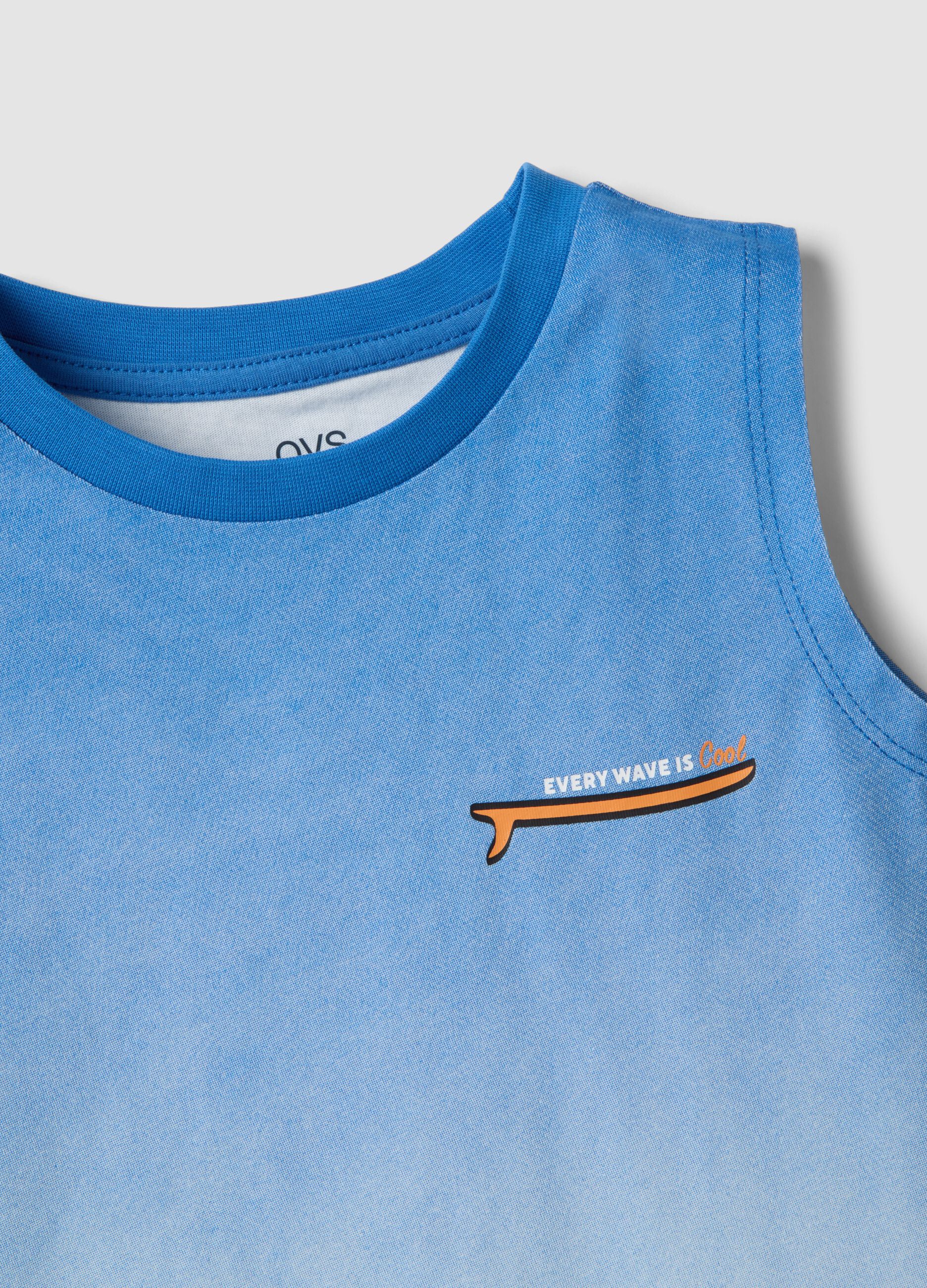 Blue ombr&eacute; pure cotton vest top