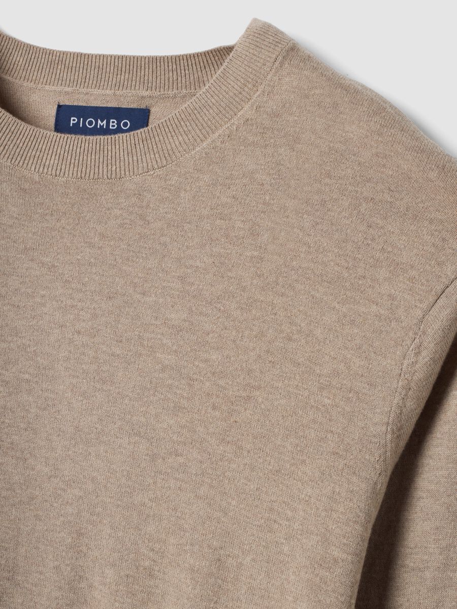 Beige crew-neck jumper in cotton and cashmere blend, regular fit_1