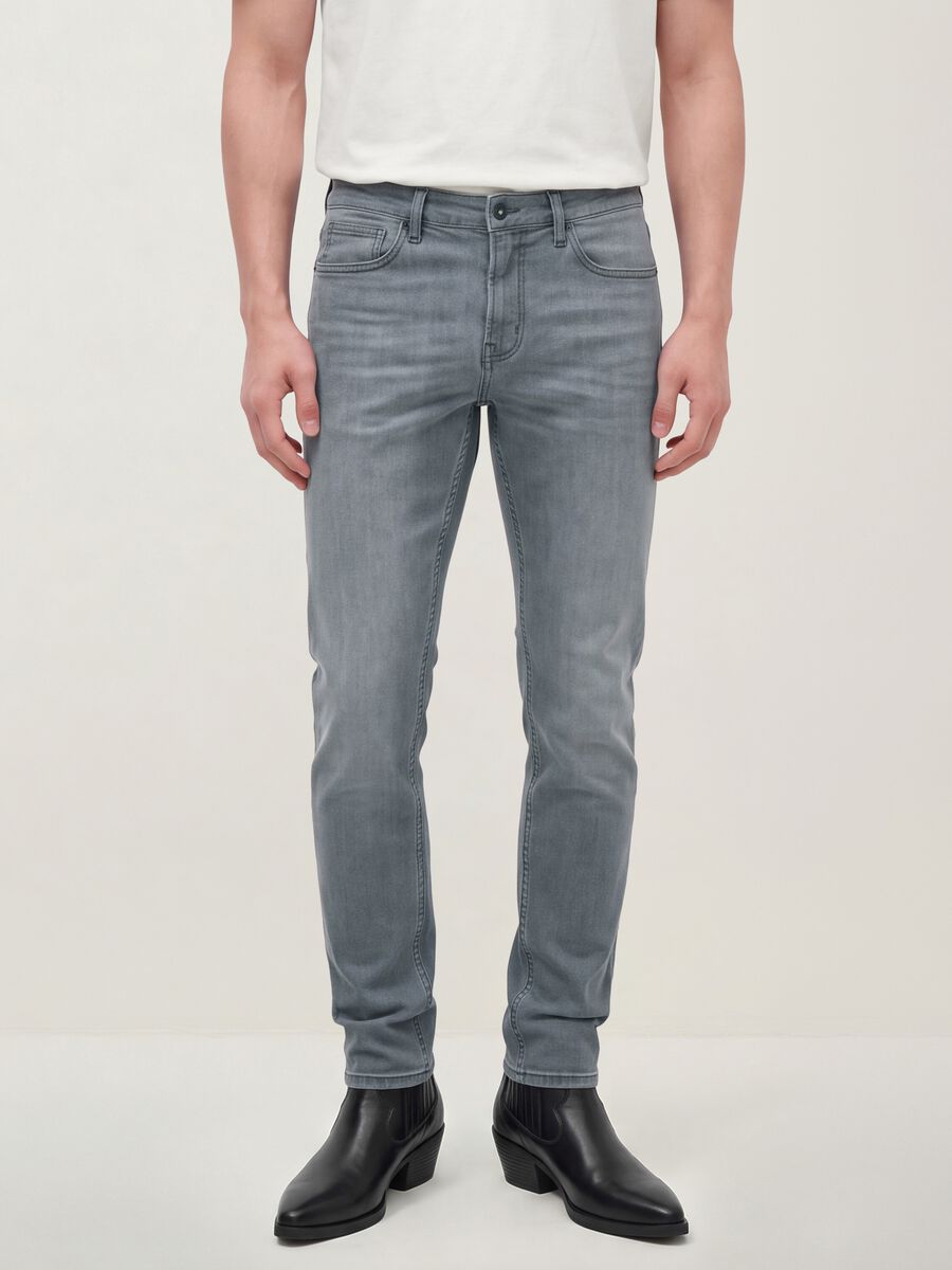 Men&rsquo;s grey skinny-fit stretch cotton jeans_1