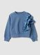 Blue pure cotton sweatshirt with ruffles and crew neck_0