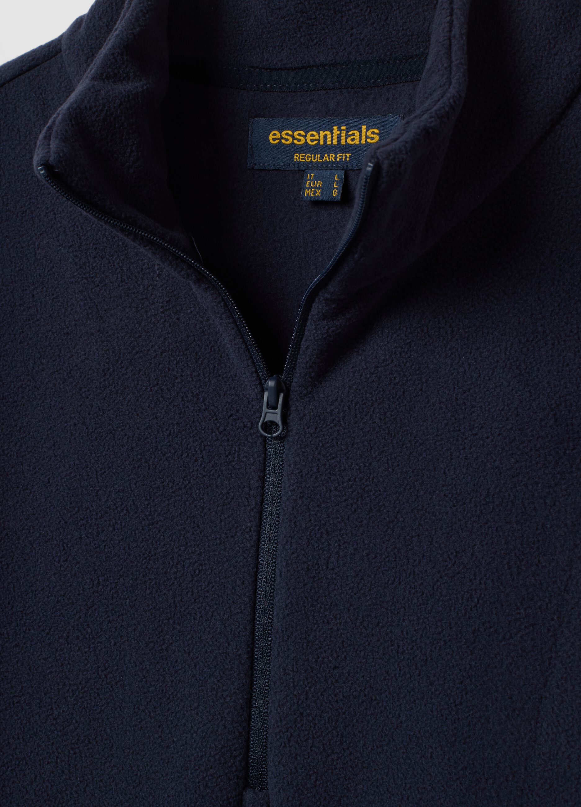 Felpa blu half zip regular fit in pile