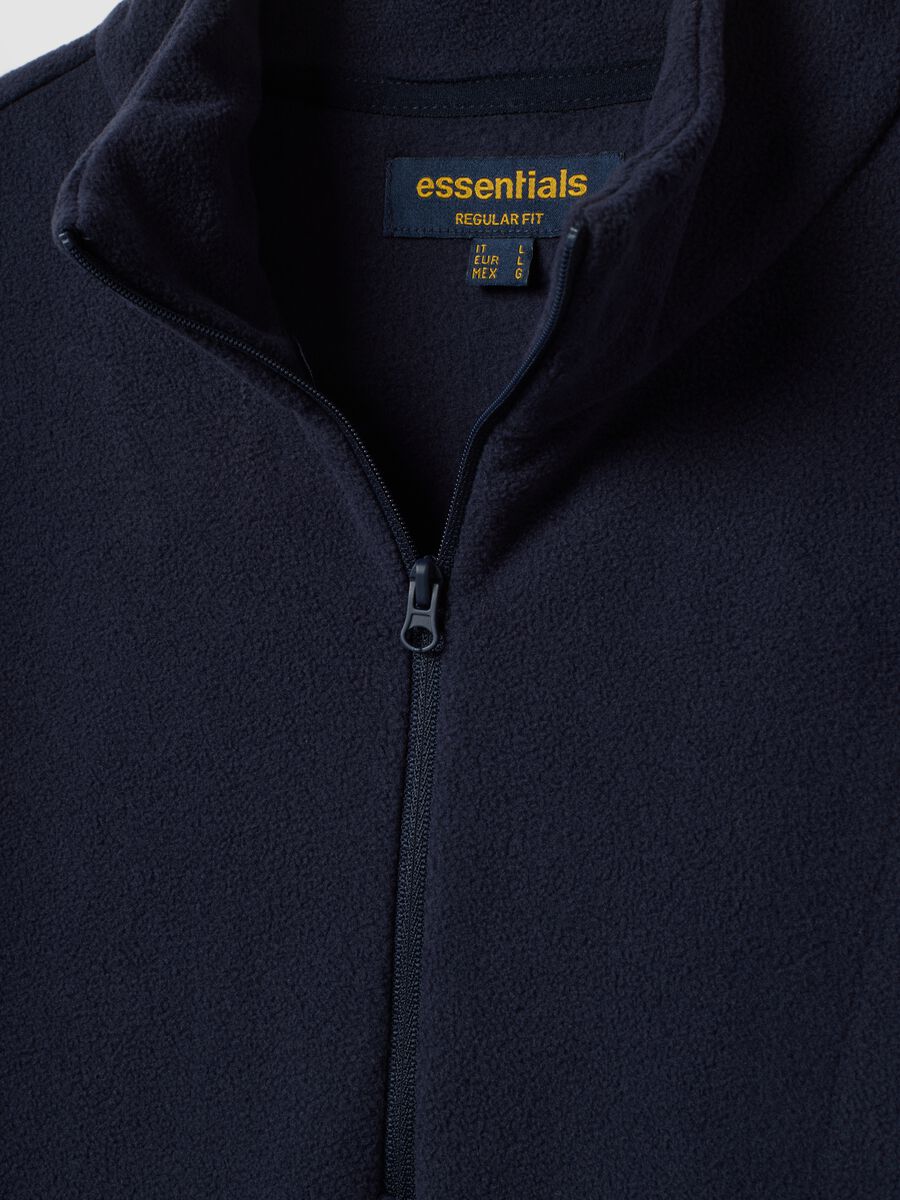 Blue regular-fit half-zip fleece sweatshirt_1