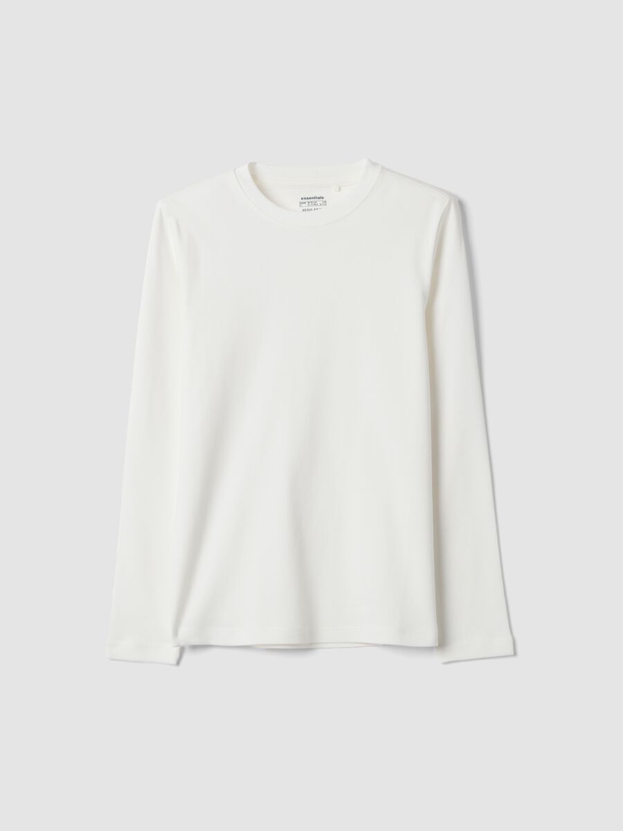 Optic white crew-neck T-shirt in pure organic cotton_0