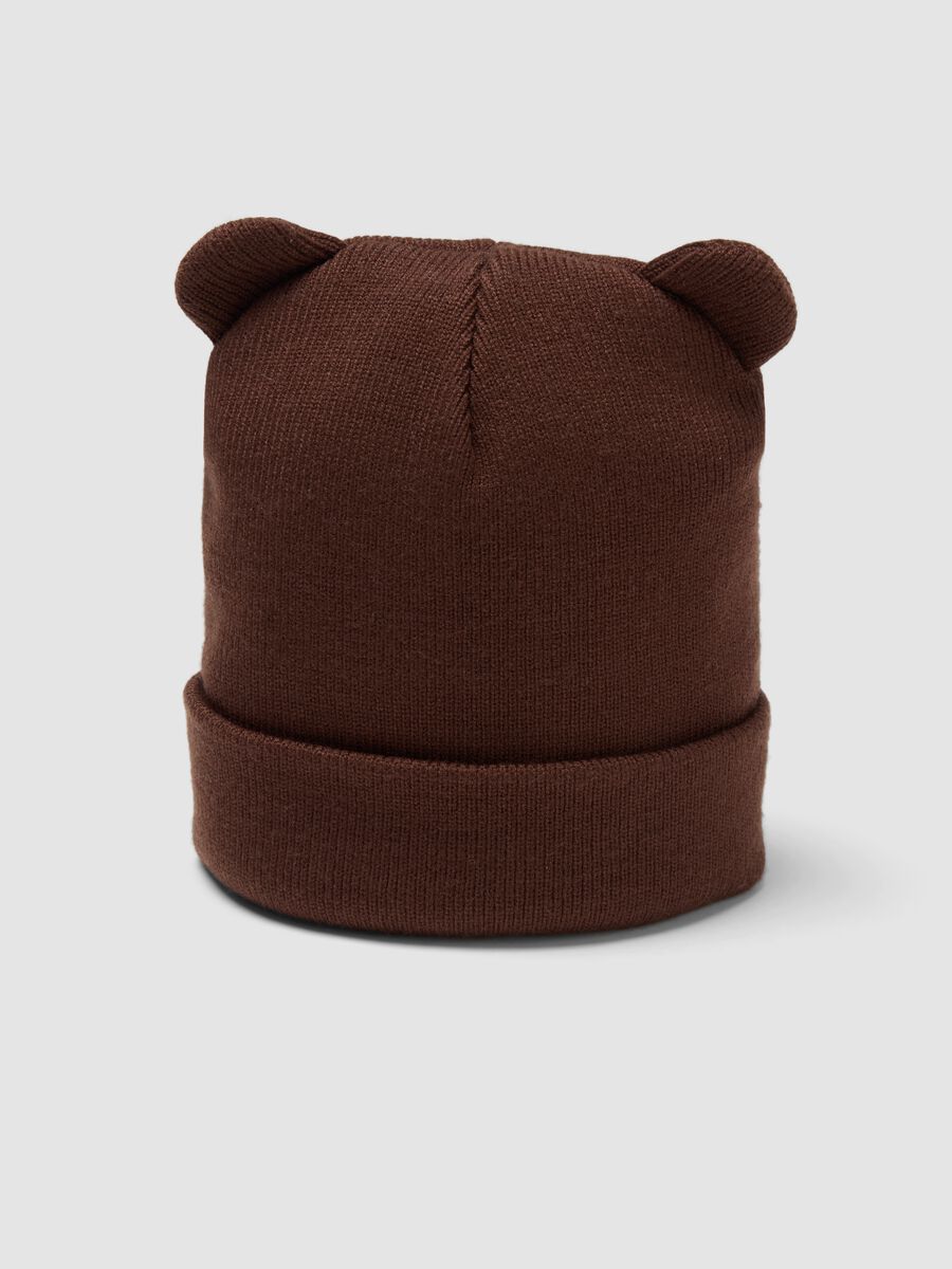 Brown viscose-blend hat with turn-up and ears_2